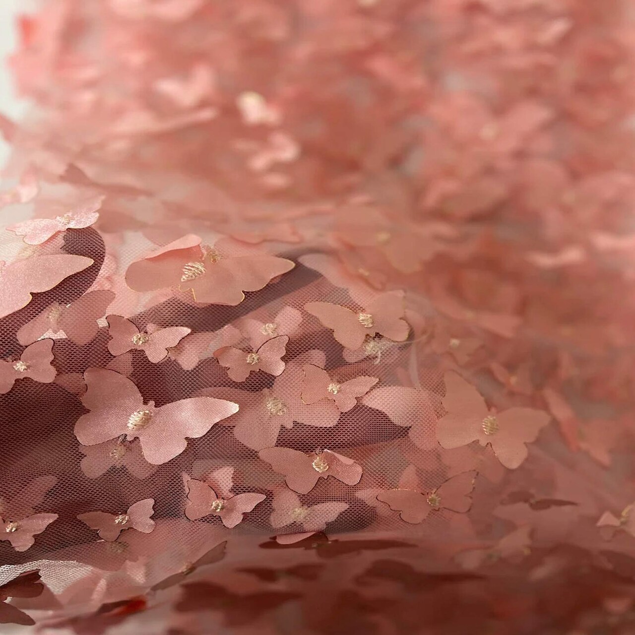 1 Yard 3D Butterfly Embroidered Satin Lace Polyester Fabric Elegant Material 60 Inch Width